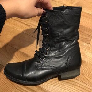 Steve Madden Black Leather Combat Boots